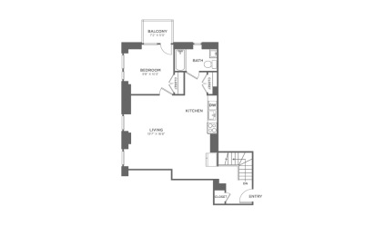 1 bedroom 1.5 bath 1538 sq.ft.