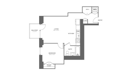 1 bedroom 1 bath 615 sq.ft.