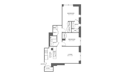 2 bedroom 2 bath 948 sq.ft.